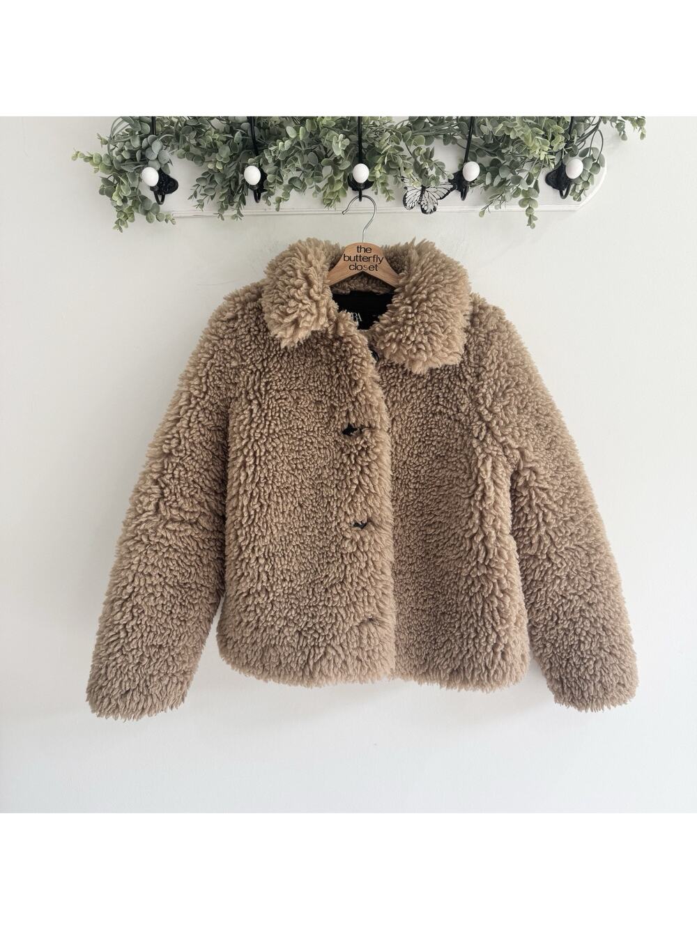 Zara Brown Teddy Button Down Coat Small